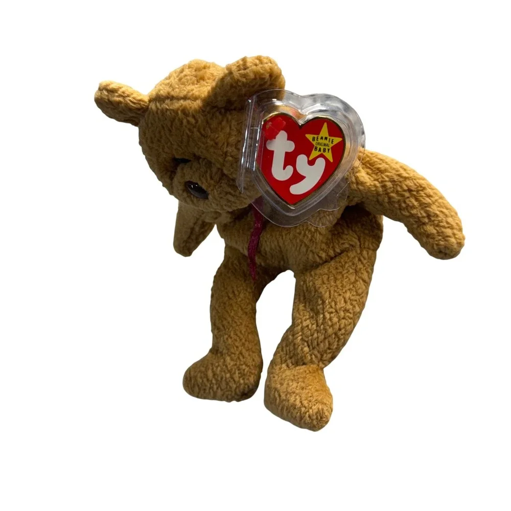 Ty Beanie Baby Fuzz the Bear 1998 Brown Curly Plush Stuffed Animal Toy 4237
